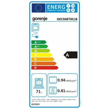 Gorenje GECS6B70CLB Κουζίνα 71lt με Κεραμικές Εστίες Π60εκ. Μαύρη